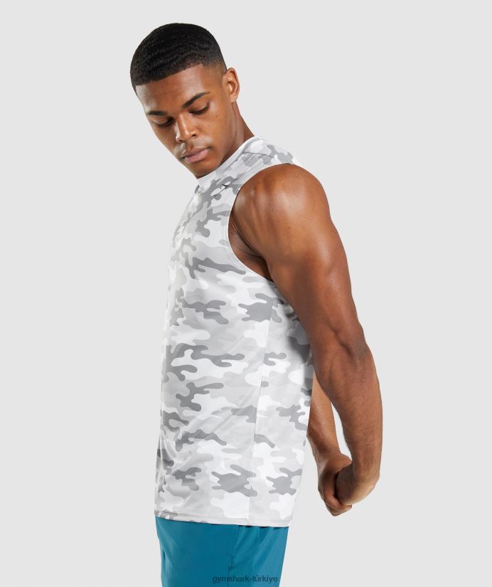 varış kolsuz tişört erkeklerGymshark açık gri baskı 02H048905