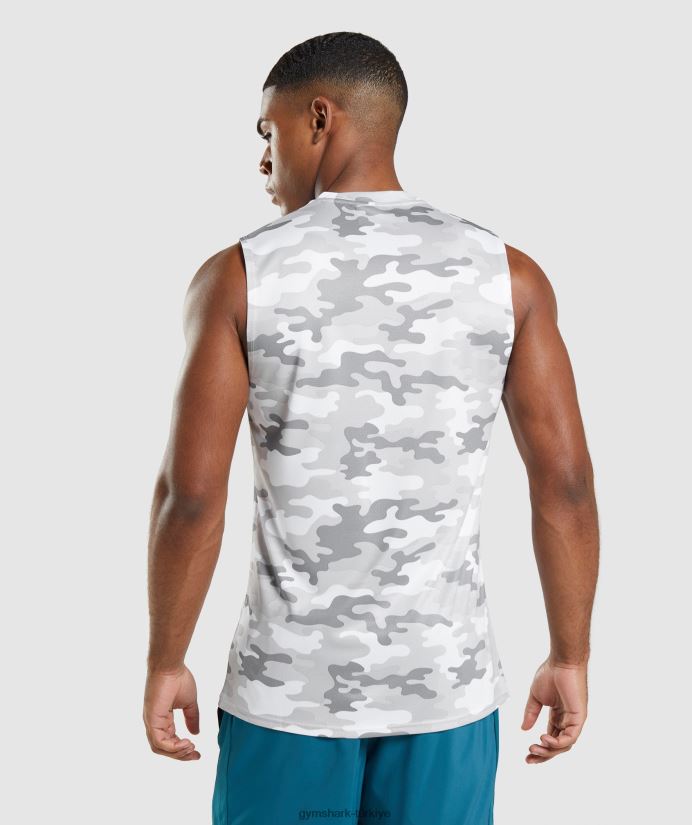 varış kolsuz tişört erkeklerGymshark açık gri baskı 02H048905