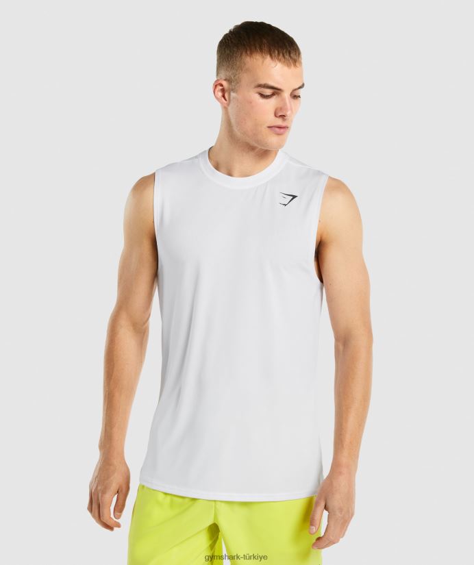 varış kolsuz tişört erkeklerGymshark beyaz 02H048898