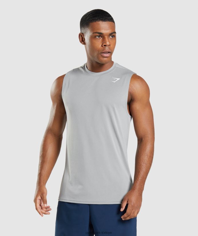 varış kolsuz tişört erkeklerGymshark dumanlı gri 02H048947