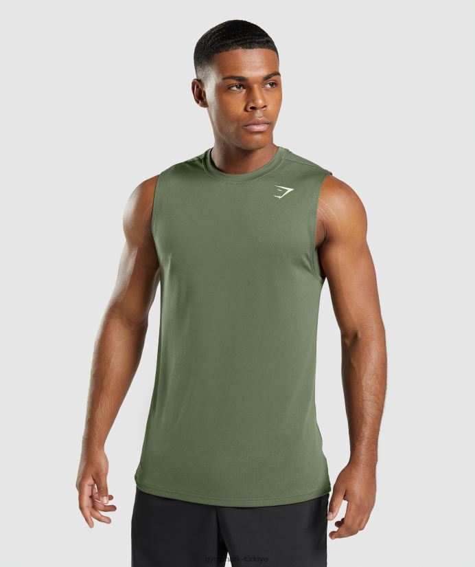varış kolsuz tişört erkeklerGymshark çekirdek zeytin 02H048950