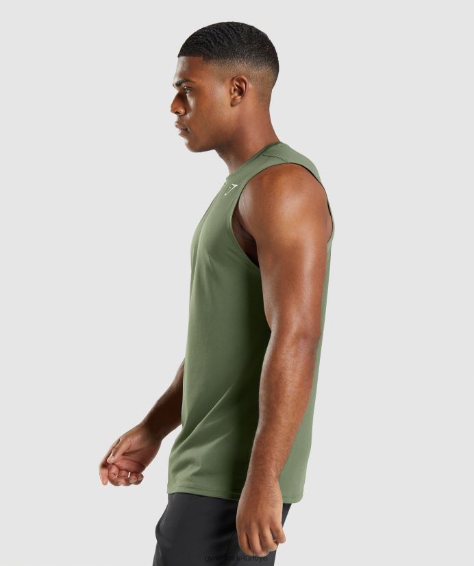 varış kolsuz tişört erkeklerGymshark çekirdek zeytin 02H048950