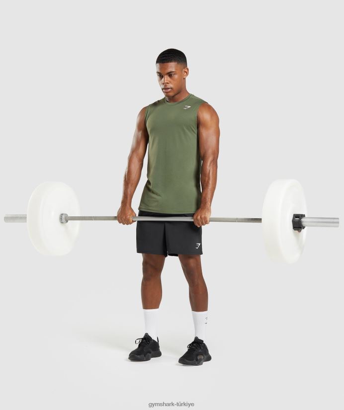 varış kolsuz tişört erkeklerGymshark çekirdek zeytin 02H048950