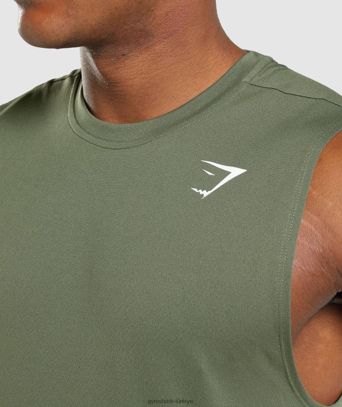 varış kolsuz tişört erkeklerGymshark çekirdek zeytin 02H048950