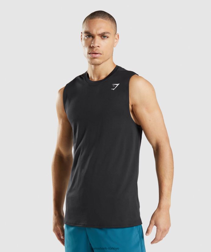 varış kolsuz tişört erkeklerGymshark siyah 02H048915