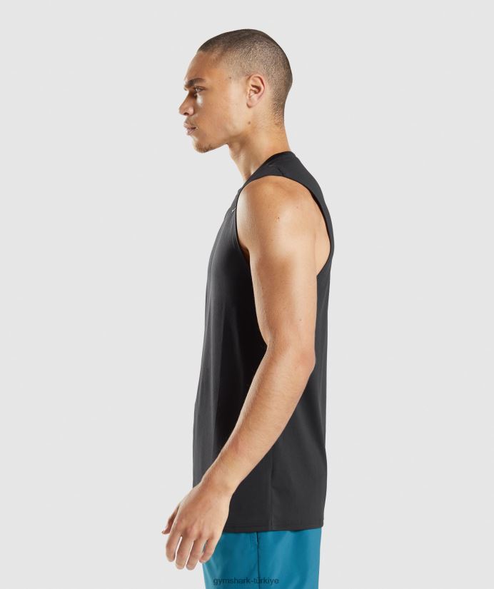 varış kolsuz tişört erkeklerGymshark siyah 02H048915