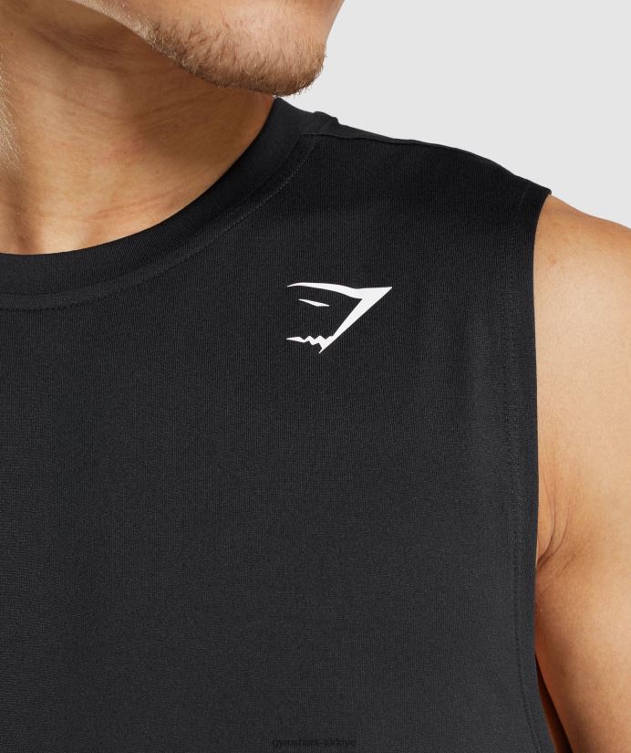 varış kolsuz tişört erkeklerGymshark siyah 02H048915