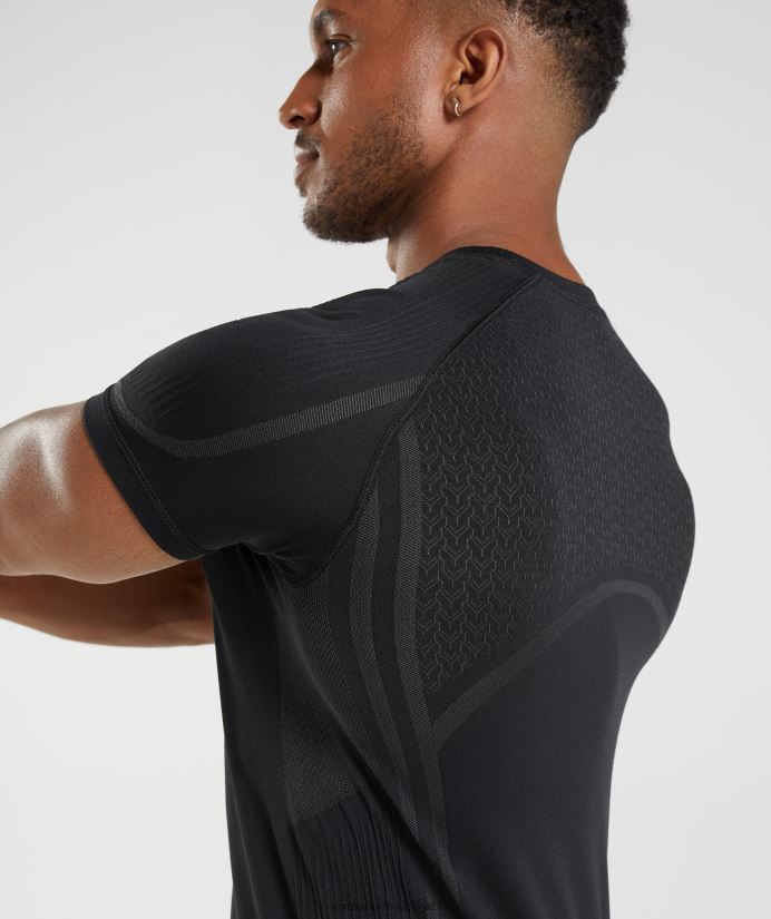 315 dikişsiz tişört erkeklerGymshark siyah 02H048778