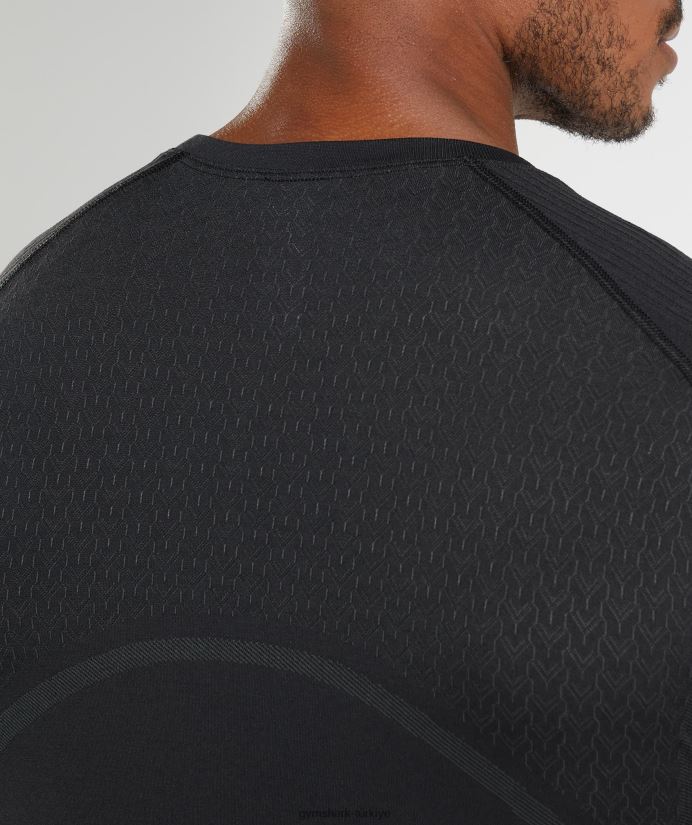 315 dikişsiz tişört erkeklerGymshark siyah 02H048778