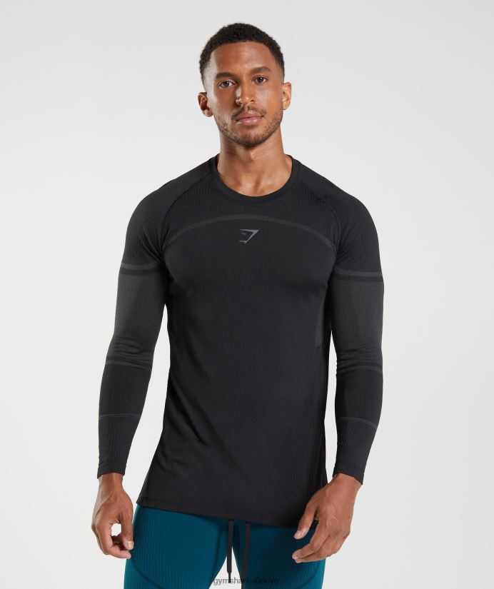 315 uzun kollu tişört erkeklerGymshark siyah 02H048696