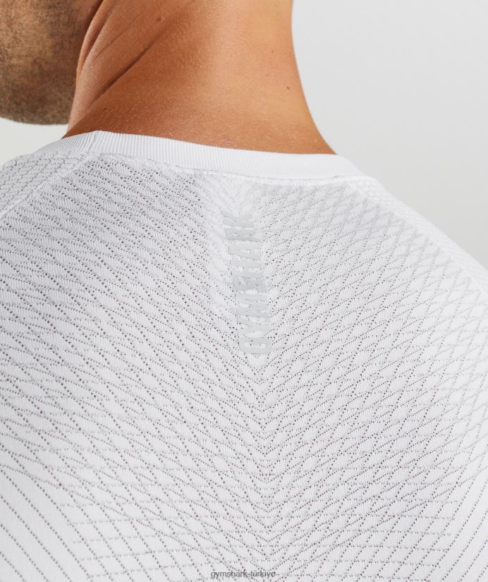 apeks dikişsiz tişört erkeklerGymshark beyaz/açık gri 02H048594