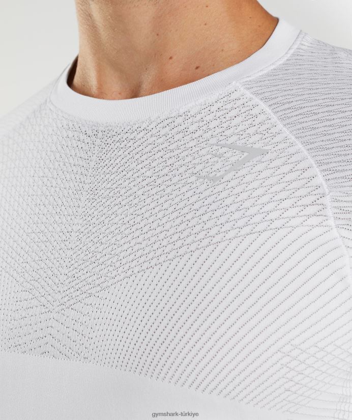 apeks dikişsiz tişört erkeklerGymshark beyaz/açık gri 02H048594