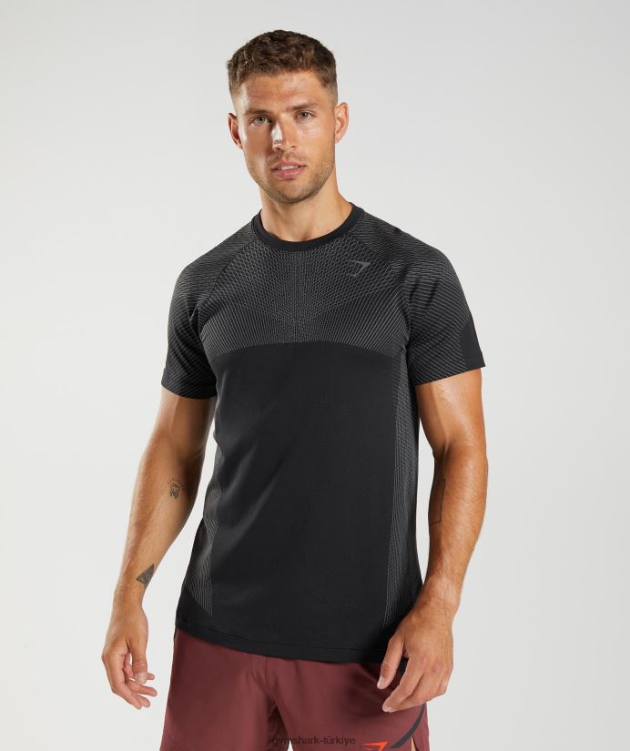 apeks dikişsiz tişört erkeklerGymshark siyah/siluet grisi 02H048633
