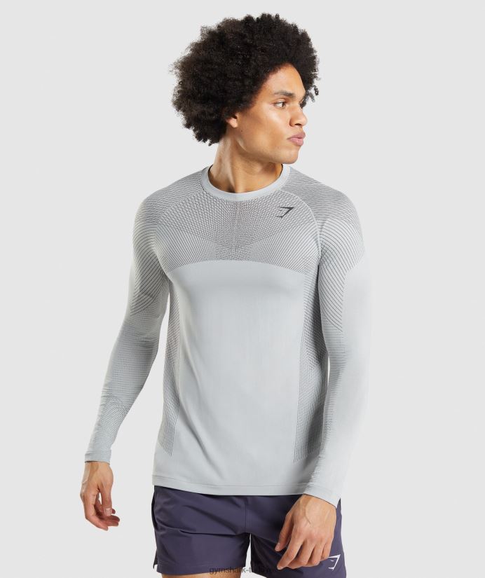 apex dikişsiz uzun kollu tişört erkeklerGymshark açık gri/oniks grisi 02H048720