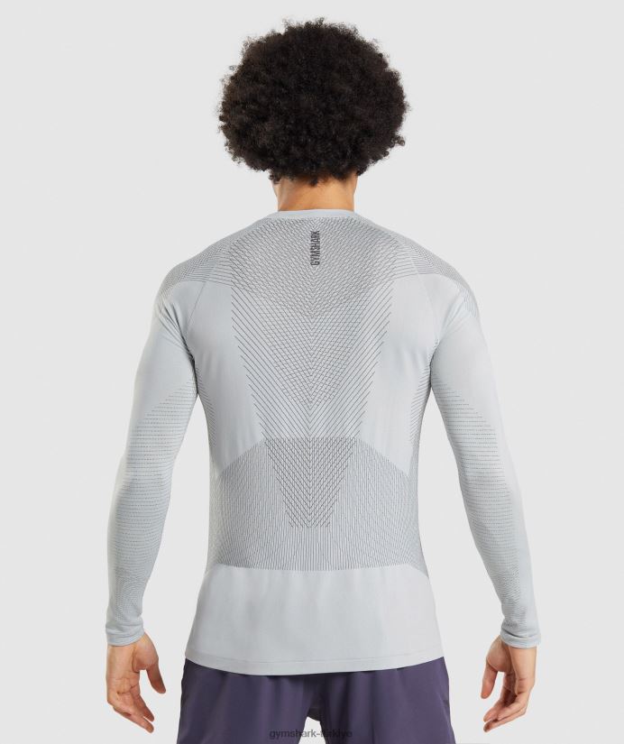 apex dikişsiz uzun kollu tişört erkeklerGymshark açık gri/oniks grisi 02H048720