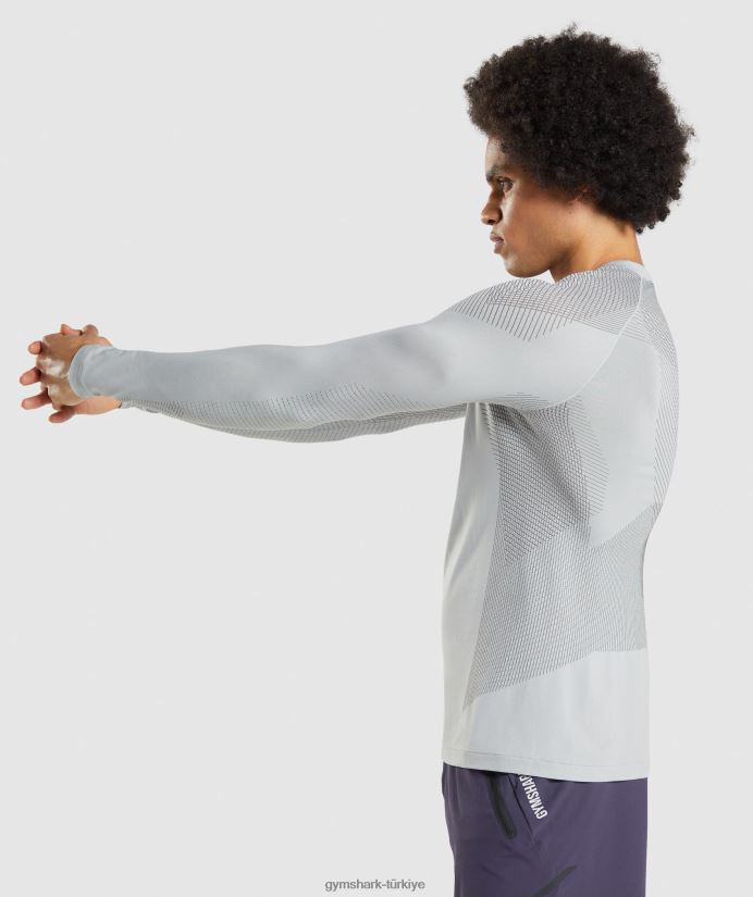 apex dikişsiz uzun kollu tişört erkeklerGymshark açık gri/oniks grisi 02H048720