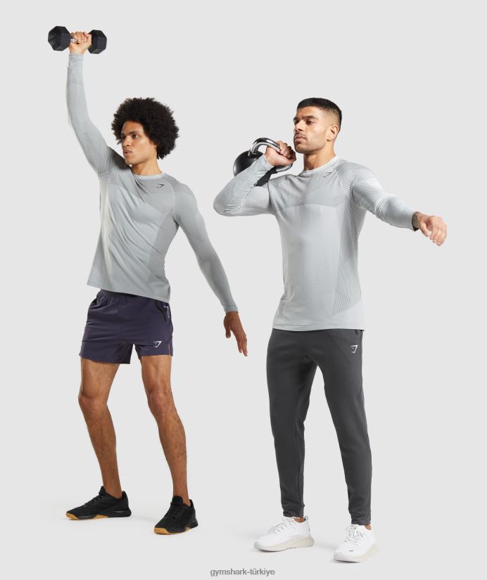 apex dikişsiz uzun kollu tişört erkeklerGymshark açık gri/oniks grisi 02H048720