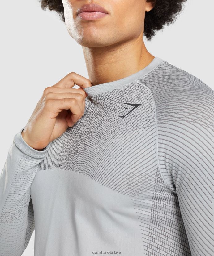 apex dikişsiz uzun kollu tişört erkeklerGymshark açık gri/oniks grisi 02H048720