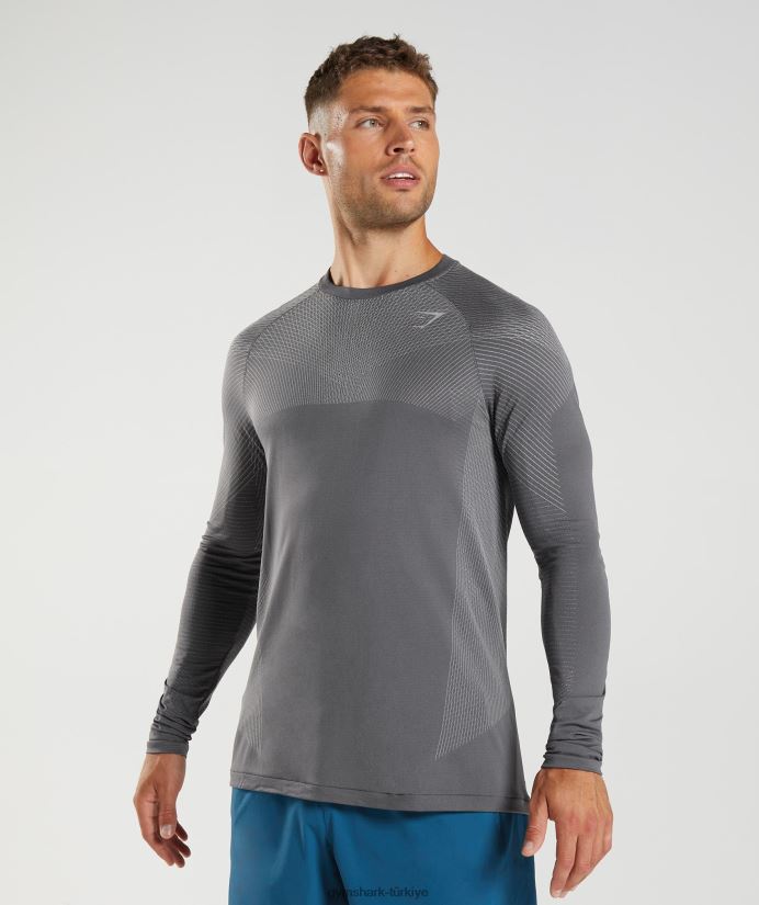 apex dikişsiz uzun kollu tişört erkeklerGymshark siluet grisi/dumanlı gri 02H048630