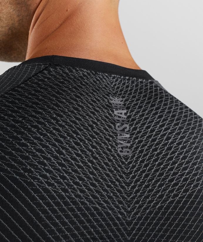 apex dikişsiz uzun kollu tişört erkeklerGymshark siyah/siluet grisi 02H048764