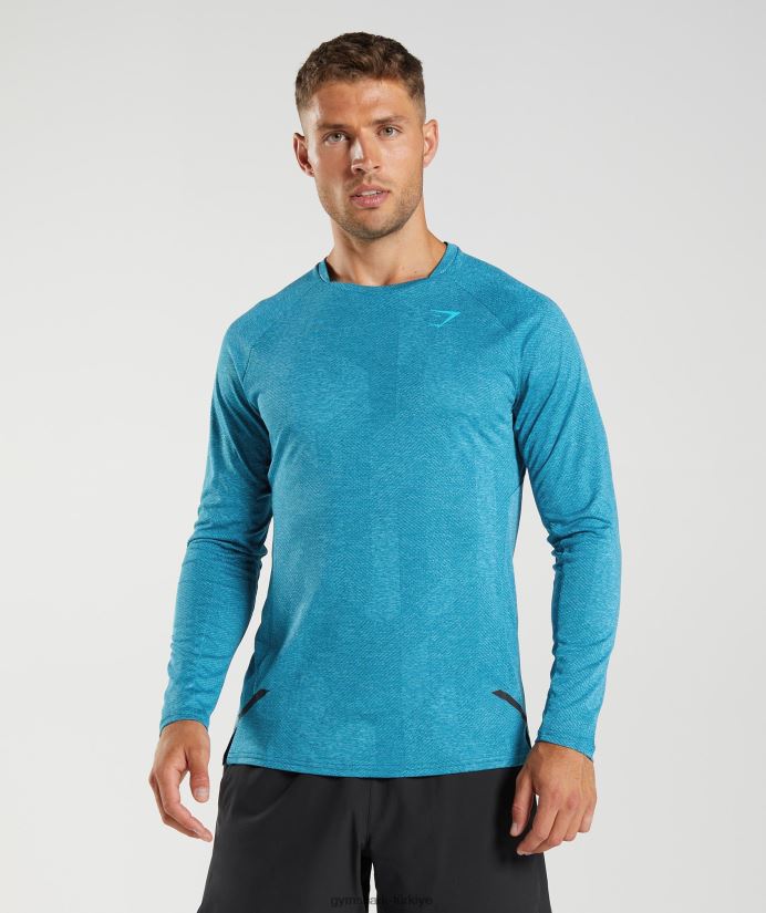 apex uzun kollu tişört erkeklerGymshark Atlantik mavisi/köpekbalığı mavisi 02H048672