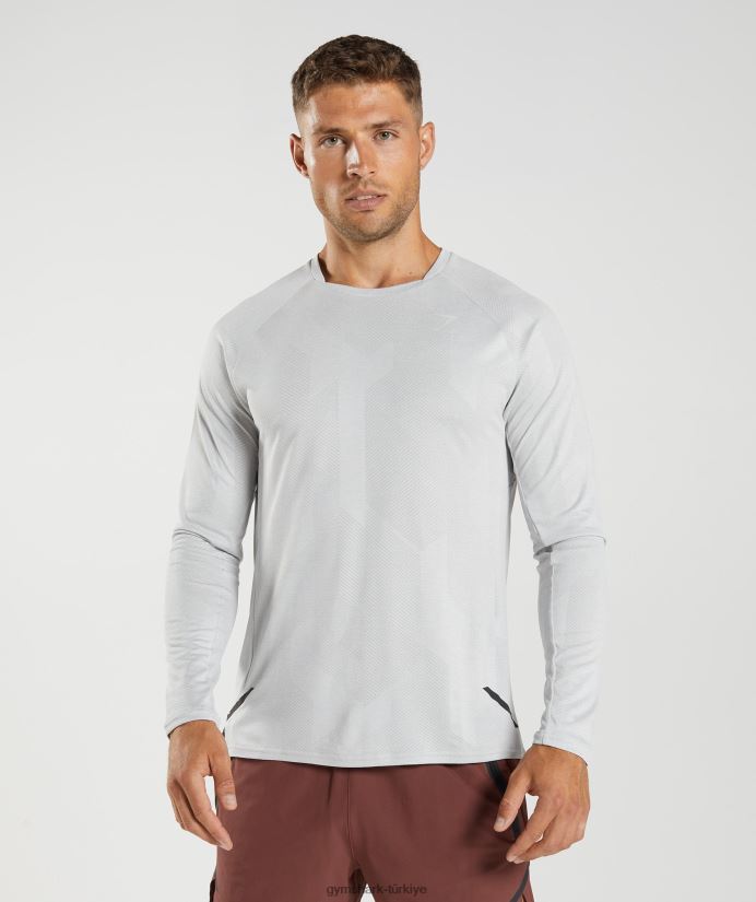 apex uzun kollu tişört erkeklerGymshark açık gri/beyaz 02H048613