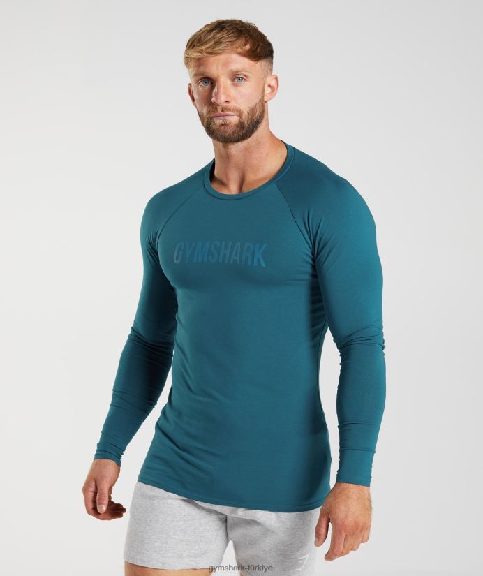 apollo uzun kollu tişört erkeklerGymshark Atlantik mavisi 02H048747