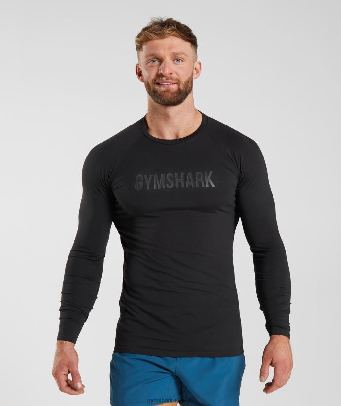 apollo uzun kollu tişört erkeklerGymshark siyah 02H048731