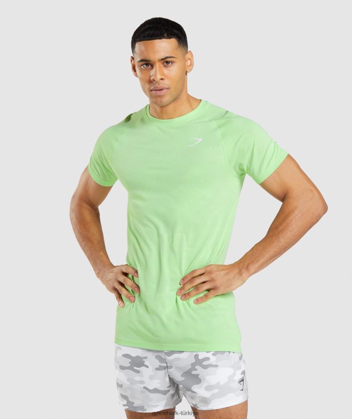 coğrafi dikişsiz tişört erkeklerGymshark bali yeşili/beyaz 02H048650