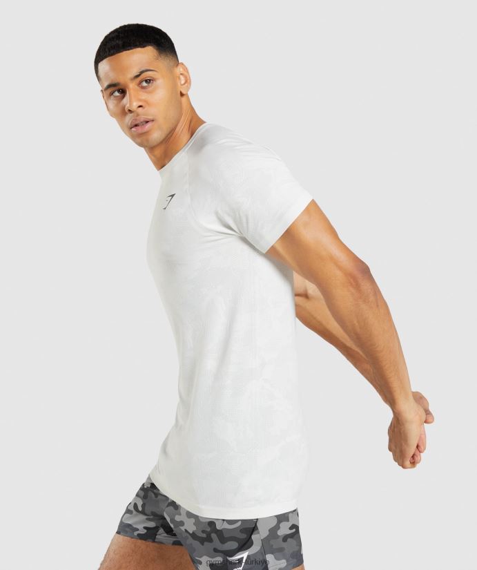 coğrafi dikişsiz tişört erkeklerGymshark beyaz/açık gri 02H048577