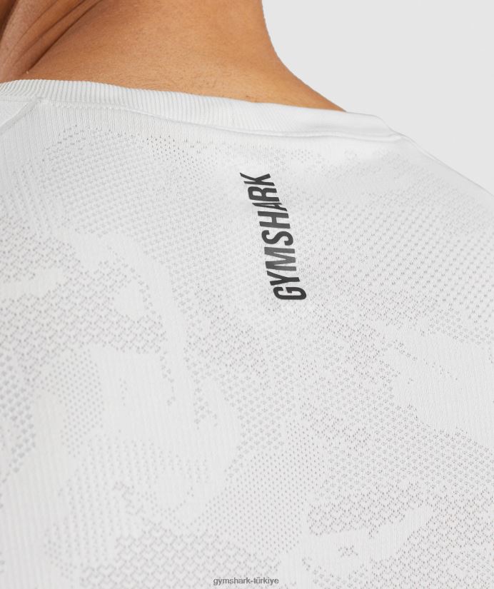 coğrafi dikişsiz tişört erkeklerGymshark beyaz/açık gri 02H048577
