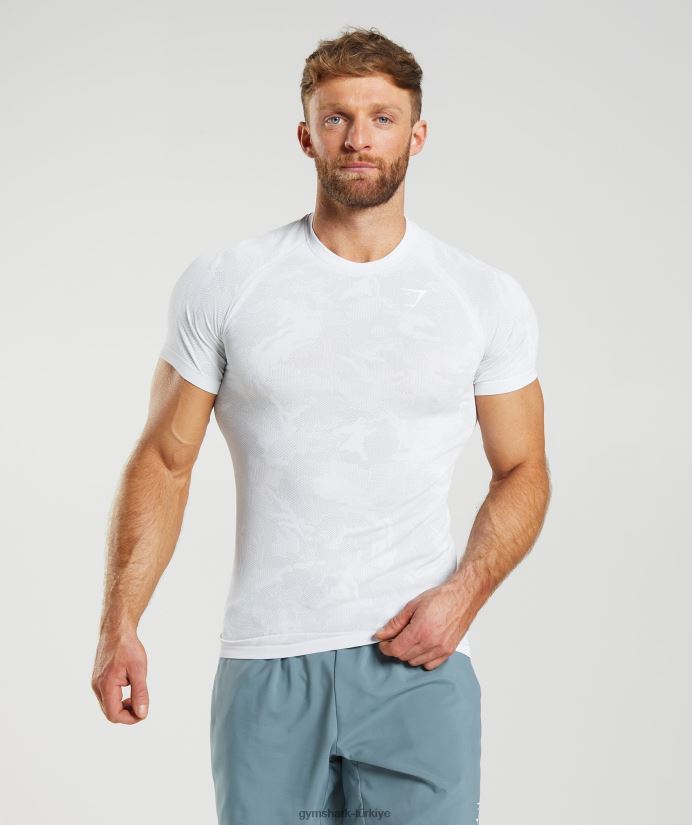 coğrafi dikişsiz tişört erkeklerGymshark beyaz/açık gri 02H048742