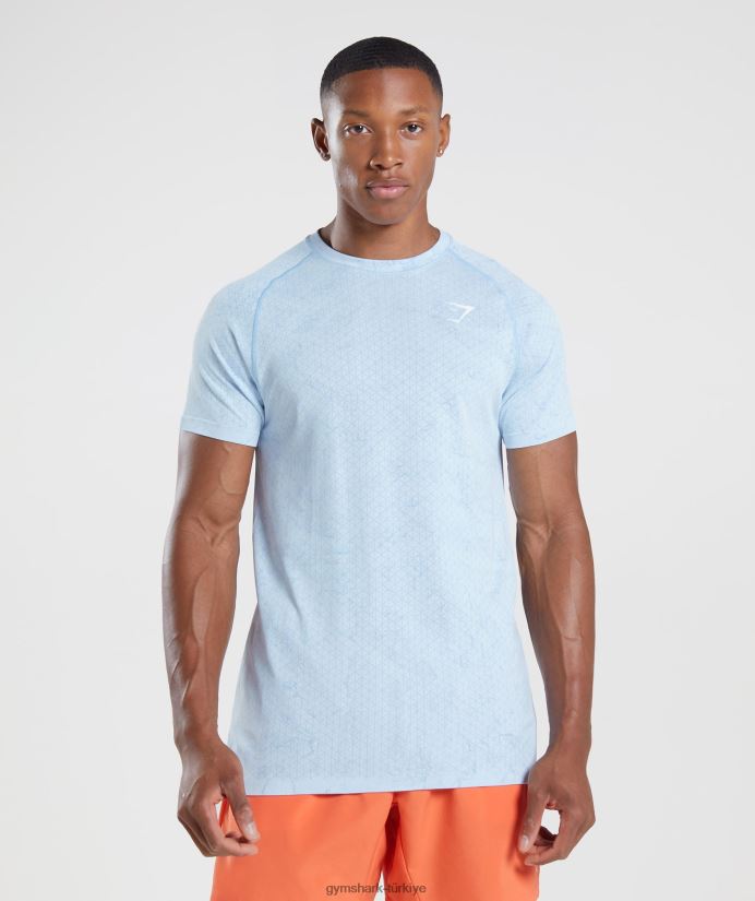 coğrafi dikişsiz tişört erkeklerGymshark beyaz/ay taşı mavisi 02H048604