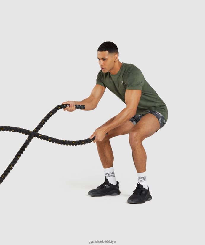 coğrafi dikişsiz tişört erkeklerGymshark çekirdek zeytin/siyah 02H048658