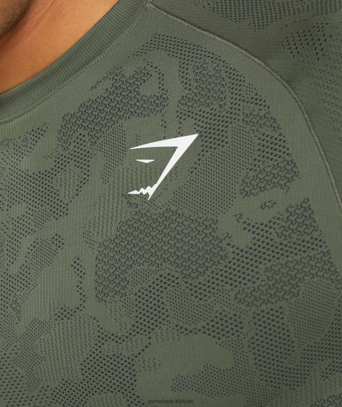 coğrafi dikişsiz tişört erkeklerGymshark çekirdek zeytin/siyah 02H048658