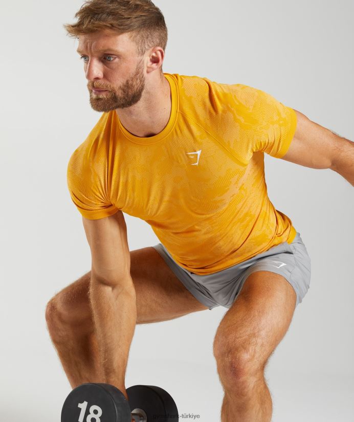 coğrafi dikişsiz tişört erkeklerGymshark güneşli sarı/beyaz 02H048736