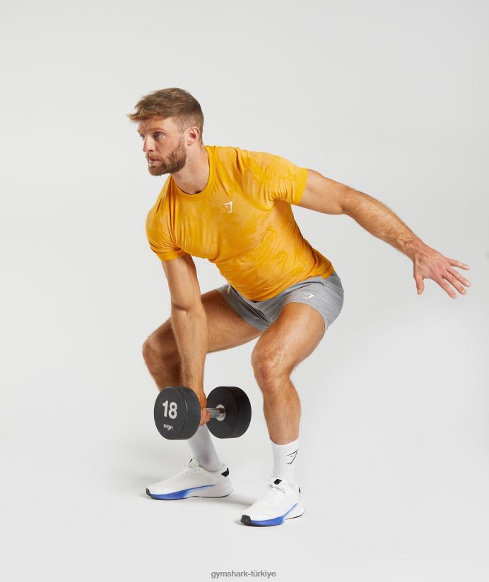 coğrafi dikişsiz tişört erkeklerGymshark güneşli sarı/beyaz 02H048736
