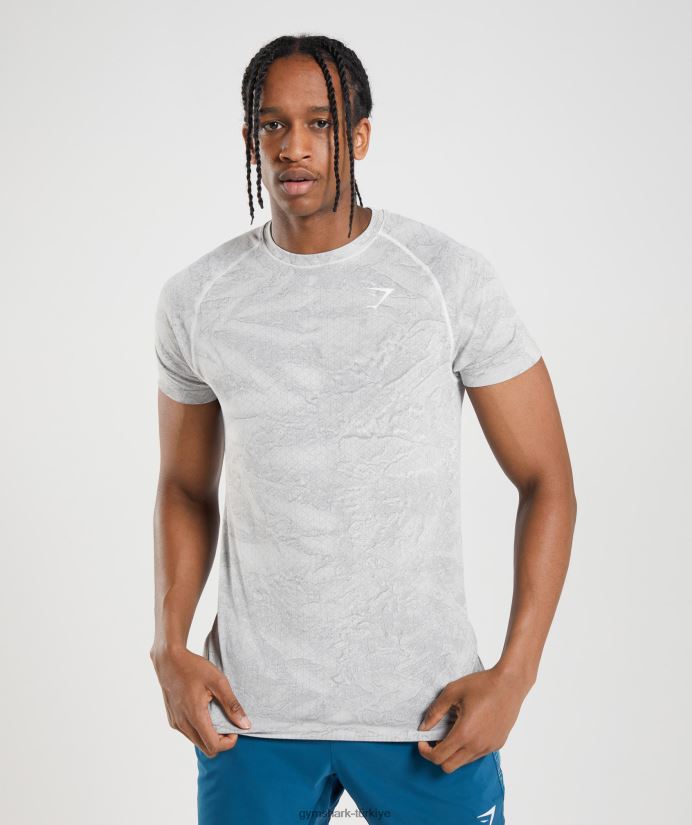 coğrafi dikişsiz tişört erkeklerGymshark kırık beyaz/açık gri 02H048618