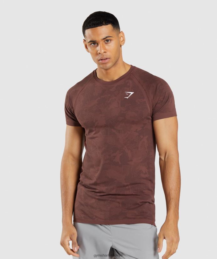 coğrafi dikişsiz tişört erkeklerGymshark kiraz kahvesi/siyah 02H048674