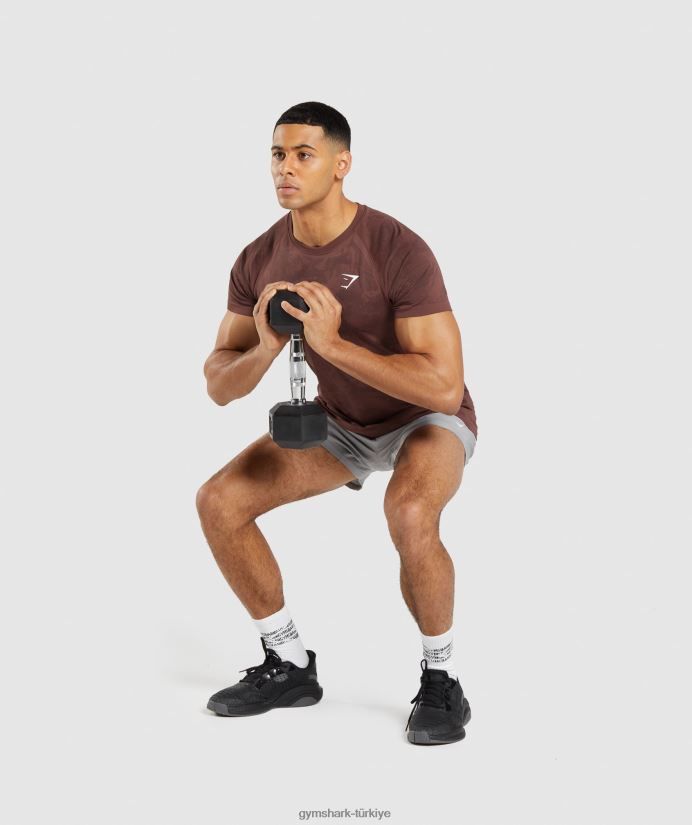 coğrafi dikişsiz tişört erkeklerGymshark kiraz kahvesi/siyah 02H048674
