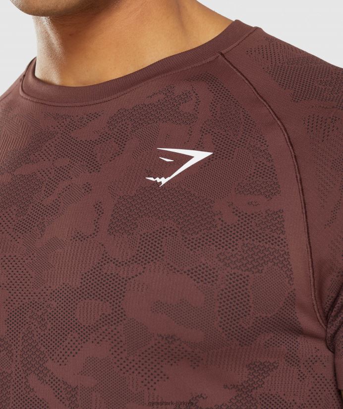 coğrafi dikişsiz tişört erkeklerGymshark kiraz kahvesi/siyah 02H048674