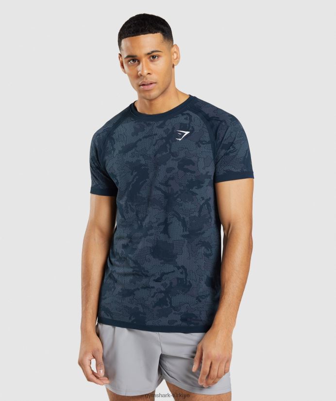 coğrafi dikişsiz tişört erkeklerGymshark lacivert/sis mavisi 02H048719