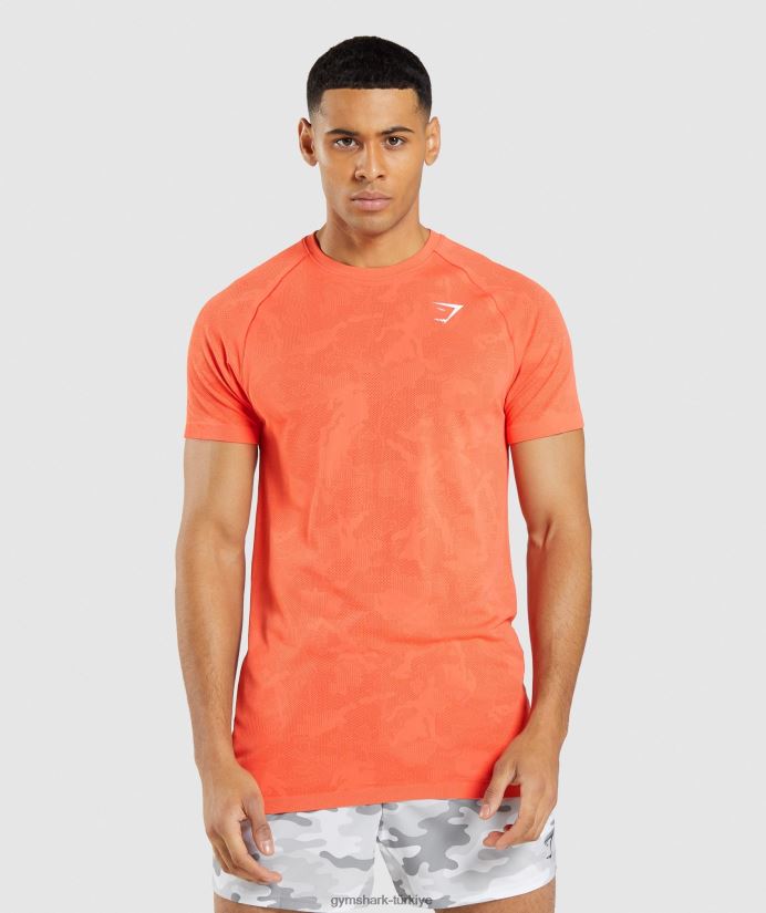coğrafi dikişsiz tişört erkeklerGymshark papaya portakalı/baharatlı portakal 02H048668
