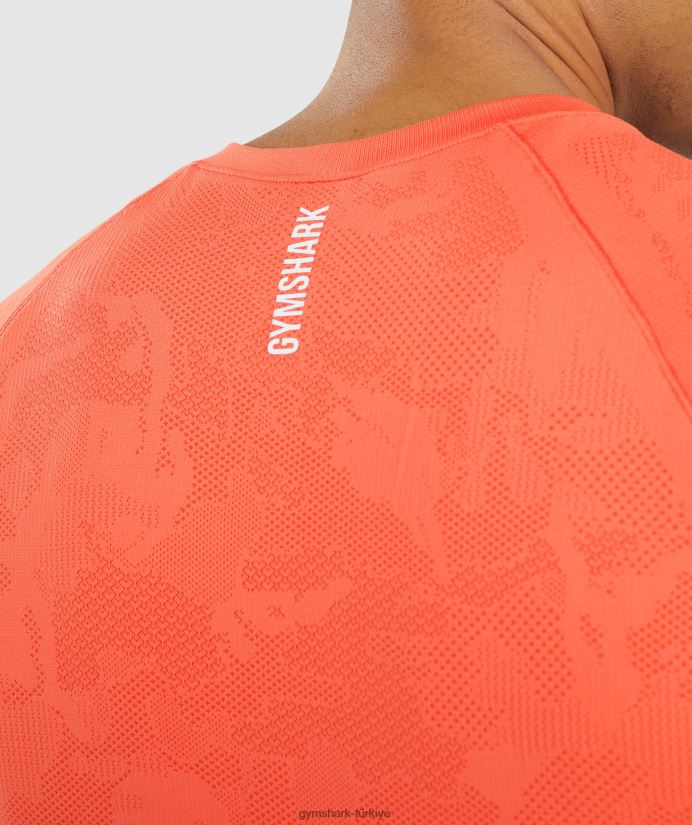 coğrafi dikişsiz tişört erkeklerGymshark papaya portakalı/baharatlı portakal 02H048668