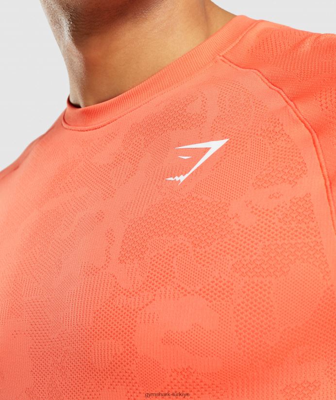coğrafi dikişsiz tişört erkeklerGymshark papaya portakalı/baharatlı portakal 02H048668
