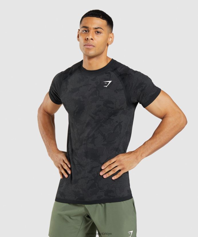 coğrafi dikişsiz tişört erkeklerGymshark siyah/kömür grisi 02H048635