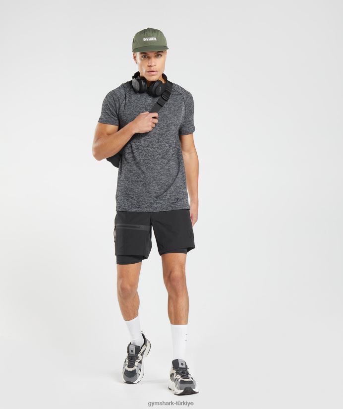 dikişsiz tişörtü tekrar al erkeklerGymshark siyah/beyaz kırçıllı 02H048636