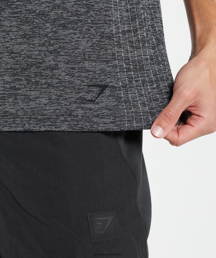 dikişsiz tişörtü tekrar al erkeklerGymshark siyah/beyaz kırçıllı 02H048636