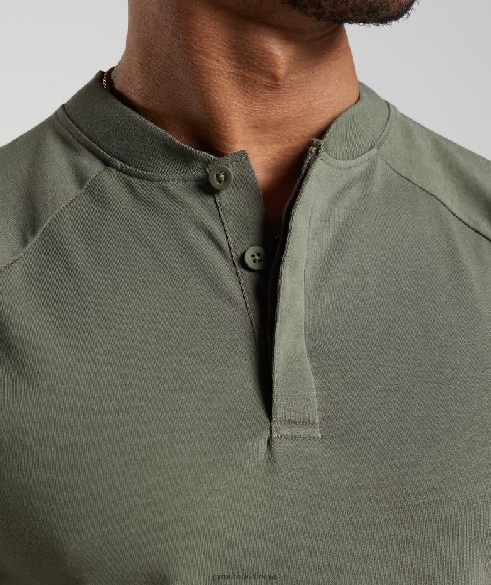 dinlenme günü işe gidip gelme polo tişört erkeklerGymshark tozlu zeytin 02H048783
