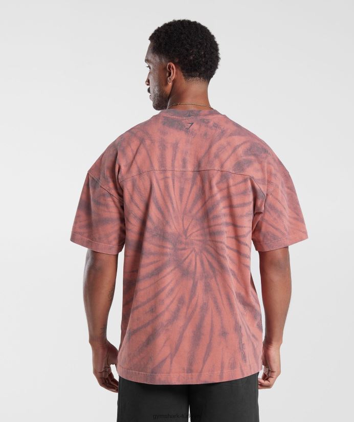 dinlenme günü tişörtü erkeklerGymshark pişmiş toprak pembe/tozlu bordo/spiral optik yıkama 02H048775
